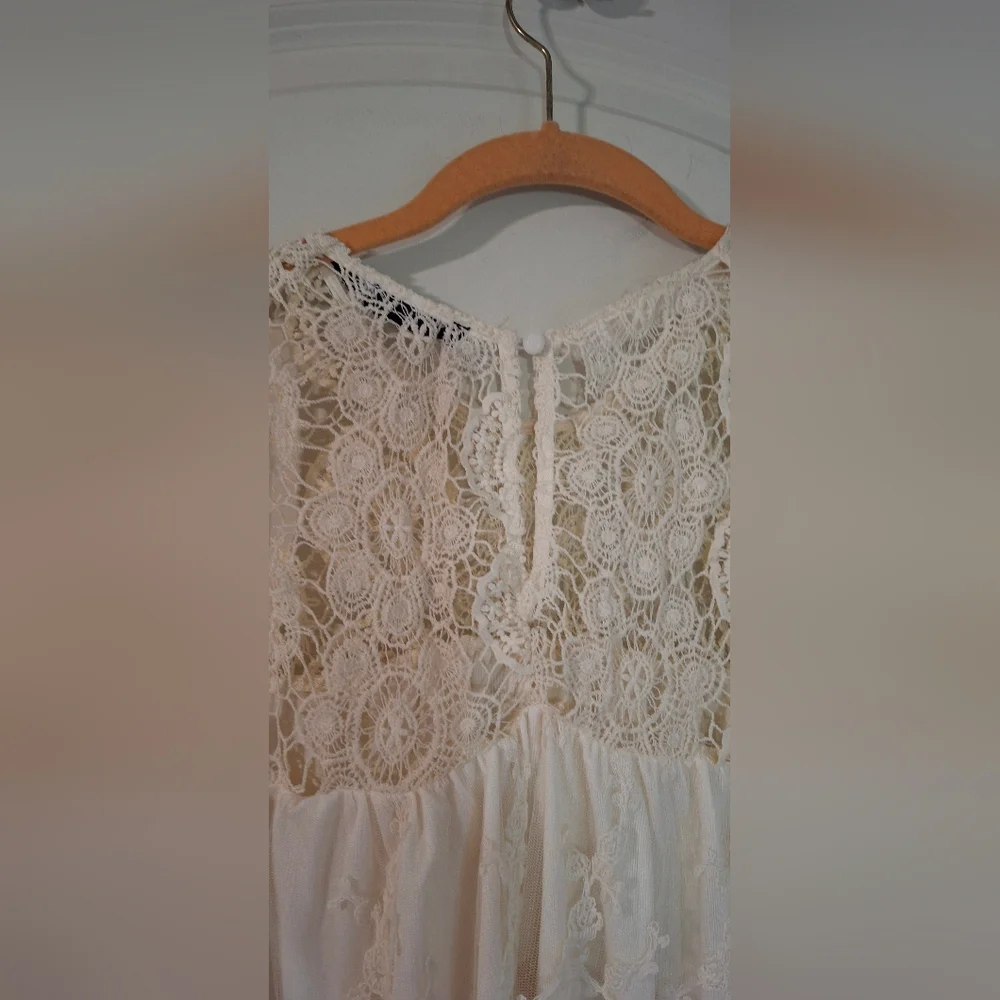 Blue Pepper Womens Minidress S Elegant Cream Lace BOHEMBELL Boho Beachy Neutral‎